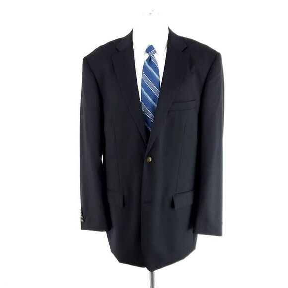 Paul Fredrick Wool 2 Bronze Button Blazer 44L Black - Picture 3 of 11